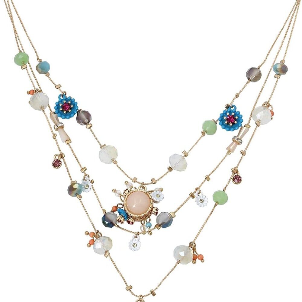 Women's Layered Butterfly Charms Necklace Gold-Tone Adjustable Lightweight